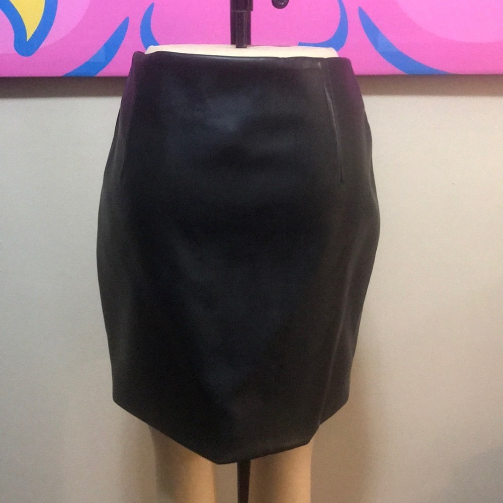 AGAIN Black Faux Vegan Leather Mini Skirt - Picture 5 of 8